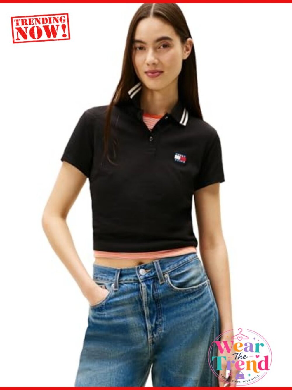 Lightweight Cotton Short Sleeve Polo Shirt with Embroidered Badge Slim Fit